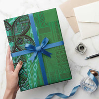 Samoan Pacific Tribal Flower Geometric Art Tattoos Wrapping Paper Siapo Pattern Emerald Glow LT03 - Polynesian Pride