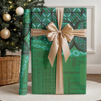 Samoan Pacific Tribal Flower Geometric Art Tattoos Wrapping Paper Siapo Pattern Emerald Glow LT03 - Polynesian Pride