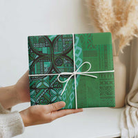 Samoan Pacific Tribal Flower Geometric Art Tattoos Wrapping Paper Siapo Pattern Emerald Glow LT03 - Polynesian Pride