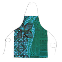 Samoan Pacific Tribal Flower Geometric Art Tattoos Apron Siapo Pattern Turquoise Tide - Polynesian Pride