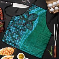Samoan Pacific Tribal Flower Geometric Art Tattoos Apron Siapo Pattern Turquoise Tide - Polynesian Pride