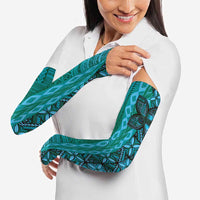 Samoan Pacific Tribal Flower Geometric Art Tattoos Arm Sleeves Siapo Pattern Turquoise Tide LT03 - Polynesian Pride
