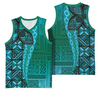 Samoan Pacific Tribal Flower Geometric Art Tattoos Basketball Jersey Siapo Pattern Turquoise Tide LT03 - Polynesian Pride