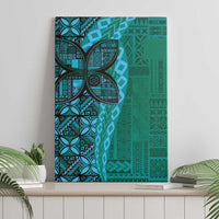Samoan Pacific Tribal Flower Geometric Art Tattoos Canvas Wall Art Siapo Pattern Turquoise Tide LT03 - Polynesian Pride