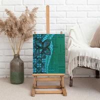 Samoan Pacific Tribal Flower Geometric Art Tattoos Canvas Wall Art Siapo Pattern Turquoise Tide LT03 - Polynesian Pride