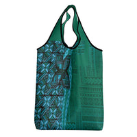 Samoan Pacific Tribal Flower Geometric Art Tattoos Grocery Bag Siapo Pattern Turquoise Tide LT03 - Polynesian Pride