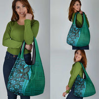 Samoan Pacific Tribal Flower Geometric Art Tattoos Grocery Bag Siapo Pattern Turquoise Tide LT03 - Polynesian Pride