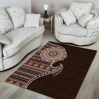 Fijian Masi Tribal Tattoos Art Pattern Area Rug Brown Color Half Style - Polynesian Pride