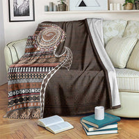 Fijian Masi Tribal Tattoos Art Pattern Blanket Brown Color Half Style - Polynesian Pride