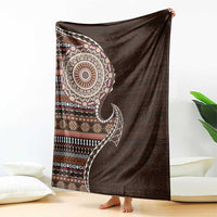 Fijian Masi Tribal Tattoos Art Pattern Blanket Brown Color Half Style - Polynesian Pride