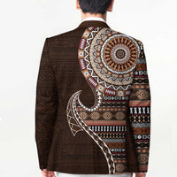 Fijian Masi Tribal Tattoos Art Pattern Blazer Brown Color Half Style - Polynesian Pride