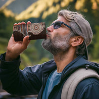 Fijian Masi Tribal Tattoos Art Pattern 4 in 1 Can Cooler Tumbler Brown Color Half Style - Polynesian Pride