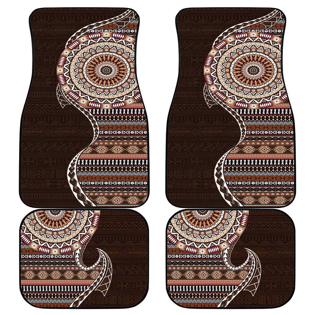Fijian Masi Tribal Tattoos Art Pattern Car Mats Brown Color Half Style - Polynesian Pride