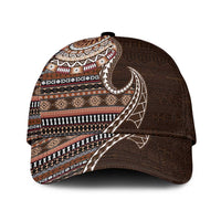 Fijian Masi Tribal Tattoos Art Pattern Classic Cap Brown Color Half Style - Polynesian Pride