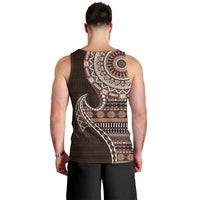 Fijian Masi Tribal Tattoos Art Pattern Men Tank Top Brown Color Half Style - Polynesian Pride