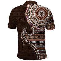 Fijian Masi Tribal Tattoos Art Pattern Polo Shirt Brown Color Half Style - Polynesian Pride