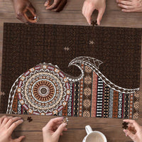 Fijian Masi Tribal Tattoos Art Pattern Puzzle Brown Color Half Style - Polynesian Pride