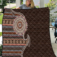 Fijian Masi Tribal Tattoos Art Pattern Quilt Brown Color Half Style - Polynesian Pride