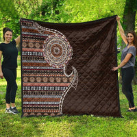 Fijian Masi Tribal Tattoos Art Pattern Quilt Brown Color Half Style - Polynesian Pride