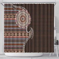 Fijian Masi Tribal Tattoos Art Pattern Shower Curtain Brown Color Half Style - Polynesian Pride