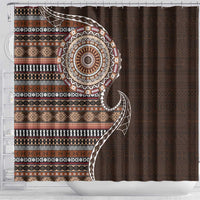 Fijian Masi Tribal Tattoos Art Pattern Shower Curtain Brown Color Half Style - Polynesian Pride