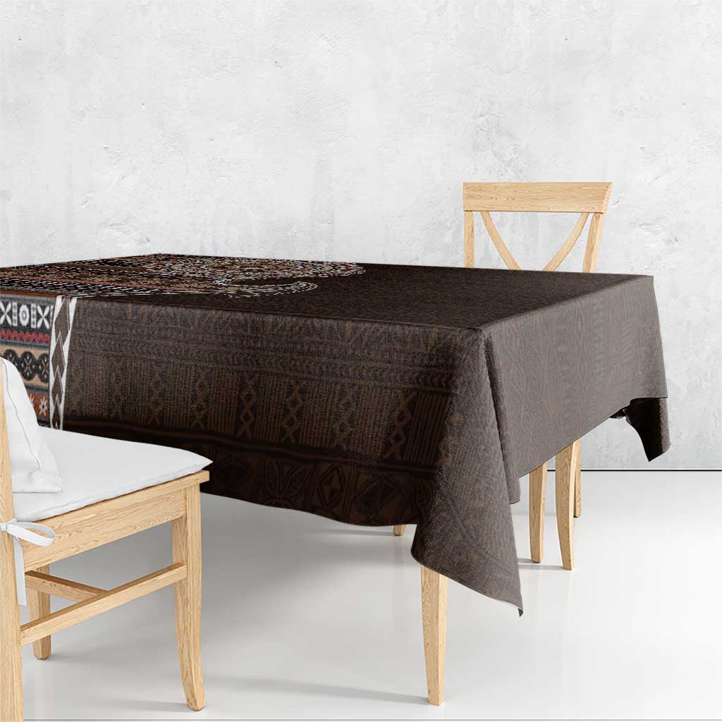 Fijian Masi Tribal Tattoos Art Pattern Tablecloth Brown Color Half Style - Polynesian Pride