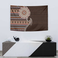 Fijian Masi Tribal Tattoos Art Pattern Tapestry Brown Color Half Style - Polynesian Pride