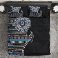 Fijian Masi Tribal Tattoos Art Pattern Bedding Set Navy Color Half Style - Polynesian Pride