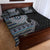 Fijian Masi Tribal Tattoos Art Pattern Quilt Bed Set Navy Color Half Style - Polynesian Pride