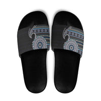 Fijian Masi Tribal Tattoos Art Pattern Slide Sandals Navy Color Half Style - Polynesian Pride