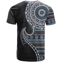 Fijian Masi Tribal Tattoos Art Pattern T Shirt Navy Color Half Style - Polynesian Pride