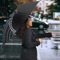 Fijian Masi Tribal Tattoos Art Pattern Umbrella Navy Color Half Style - Polynesian Pride