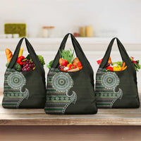 Fijian Masi Tribal Tattoos Art Pattern Grocery Bag Green Color Half Style - Polynesian Pride