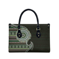 Fijian Masi Tribal Tattoos Art Pattern Leather Bag Green Color Half Style - Polynesian Pride