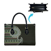 Fijian Masi Tribal Tattoos Art Pattern Leather Bag Green Color Half Style - Polynesian Pride