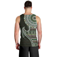 Fijian Masi Tribal Tattoos Art Pattern Men Tank Top Green Color Half Style - Polynesian Pride