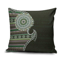 Fijian Masi Tribal Tattoos Art Pattern Pillow Cover Green Color Half Style - Polynesian Pride