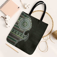 Fijian Masi Tribal Tattoos Art Pattern Tote Bag Green Color Half Style - Polynesian Pride