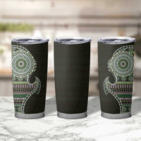 Fijian Masi Tribal Tattoos Art Pattern Tumbler Cup Green Color Half Style - Polynesian Pride