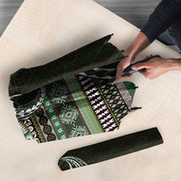 Fijian Masi Tribal Tattoos Art Pattern Umbrella Green Color Half Style - Polynesian Pride