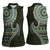 Fijian Masi Tribal Tattoos Art Pattern Women Sleeveless Polo Shirt Green Color Half Style - Polynesian Pride