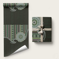 Fijian Masi Tribal Tattoos Art Pattern Wrapping Paper Green Color Half Style LT03 58" × 23" Green - Polynesian Pride