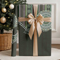 Fijian Masi Tribal Tattoos Art Pattern Wrapping Paper Green Color Half Style LT03 - Polynesian Pride