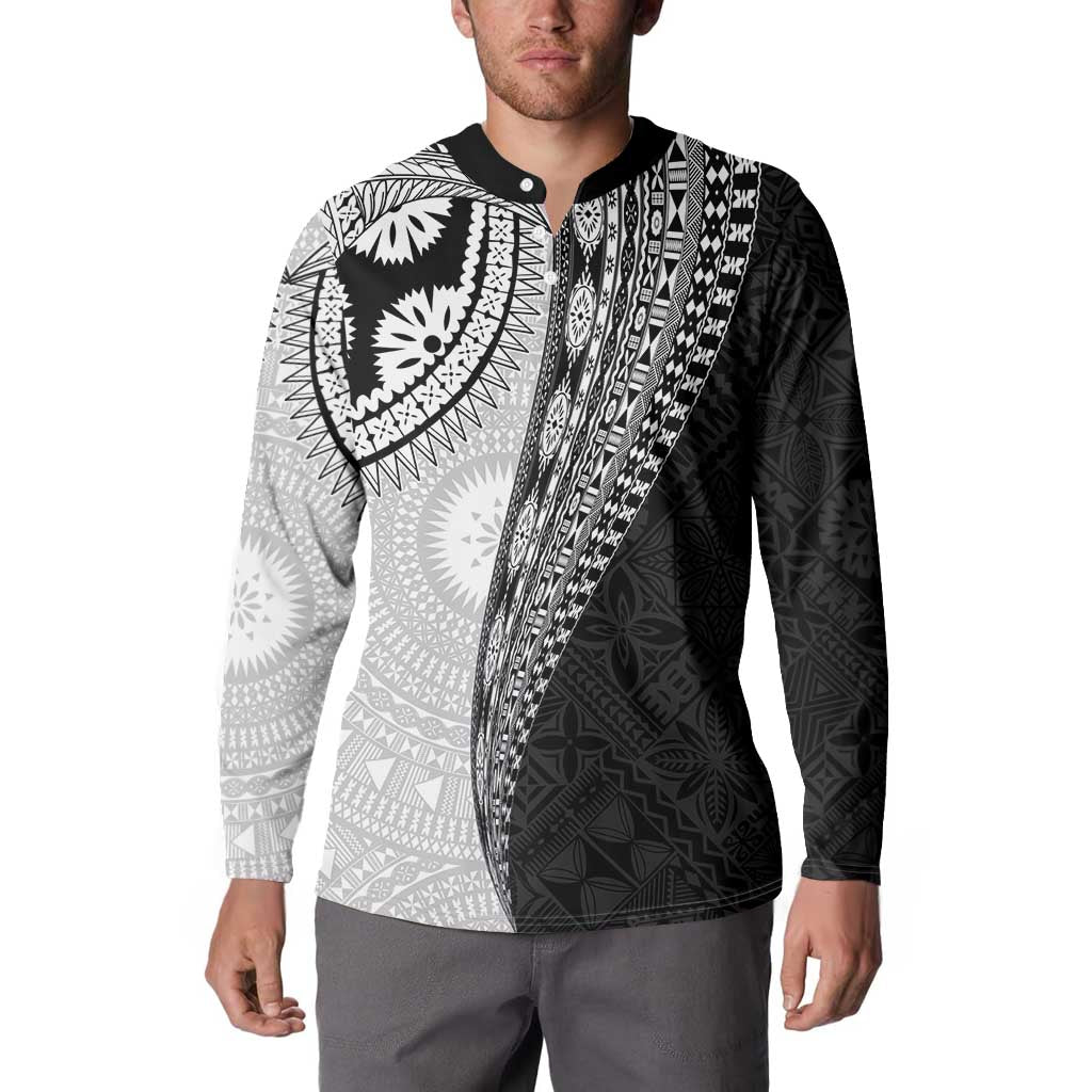 Fijian Masi Tattoos Button Sweatshirt with Tapa Tribal Pattern - Polynesian Pride