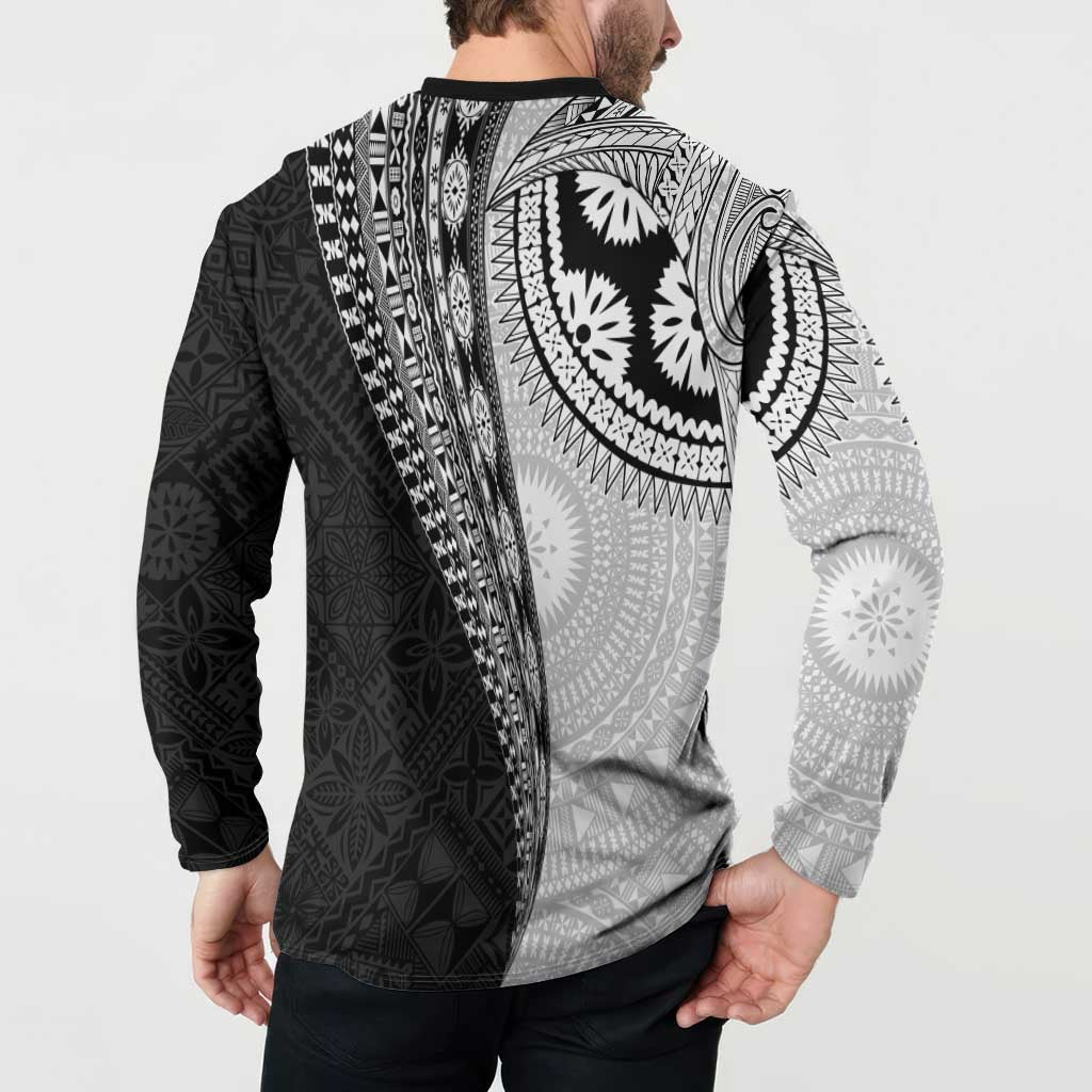 Fijian Masi Tattoos Button Sweatshirt with Tapa Tribal Pattern - Polynesian Pride