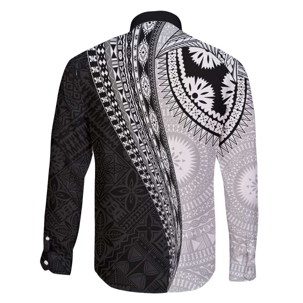 Fijian Masi Tattoos Family Matching Long Sleeve Bodycon Dress and Hawaiian Shirt with Tapa Tribal Pattern - Polynesian Pride