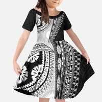 Fijian Masi Tattoos Family Matching Off Shoulder Maxi Dress and Hawaiian Shirt with Tapa Tribal Pattern - Polynesian Pride