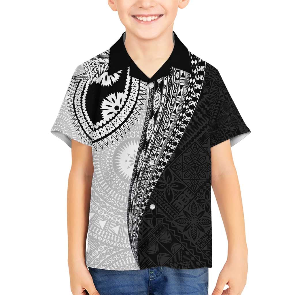 Fijian Masi Tattoos Family Matching Off Shoulder Short Dress and Hawaiian Shirt with Tapa Tribal Pattern - Polynesian Pride