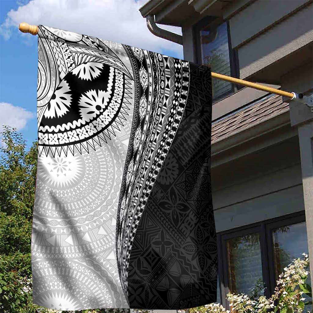 Fijian Masi Tattoos Garden Flag with Tapa Tribal Pattern - Polynesian Pride