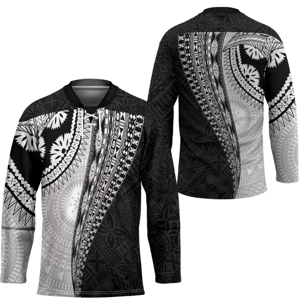 Fijian Masi Tattoos Hockey Jersey with Tapa Tribal Pattern - Polynesian Pride